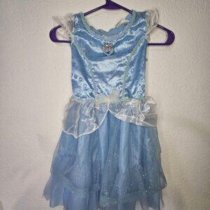 Disney Princess Cinderella Dress Girls Small 4-6 Blue Sparkle Costume Tulle Gown